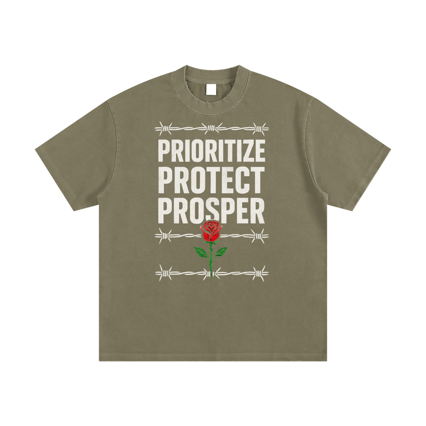 3P's Heavyweight Vintage Washed Frayed T-Shirt