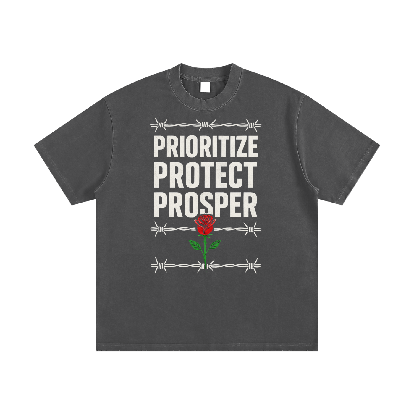 3P's Heavyweight Vintage Washed Frayed T-Shirt