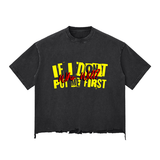 Snow Wash Raw-Hem Boxy T-shirt