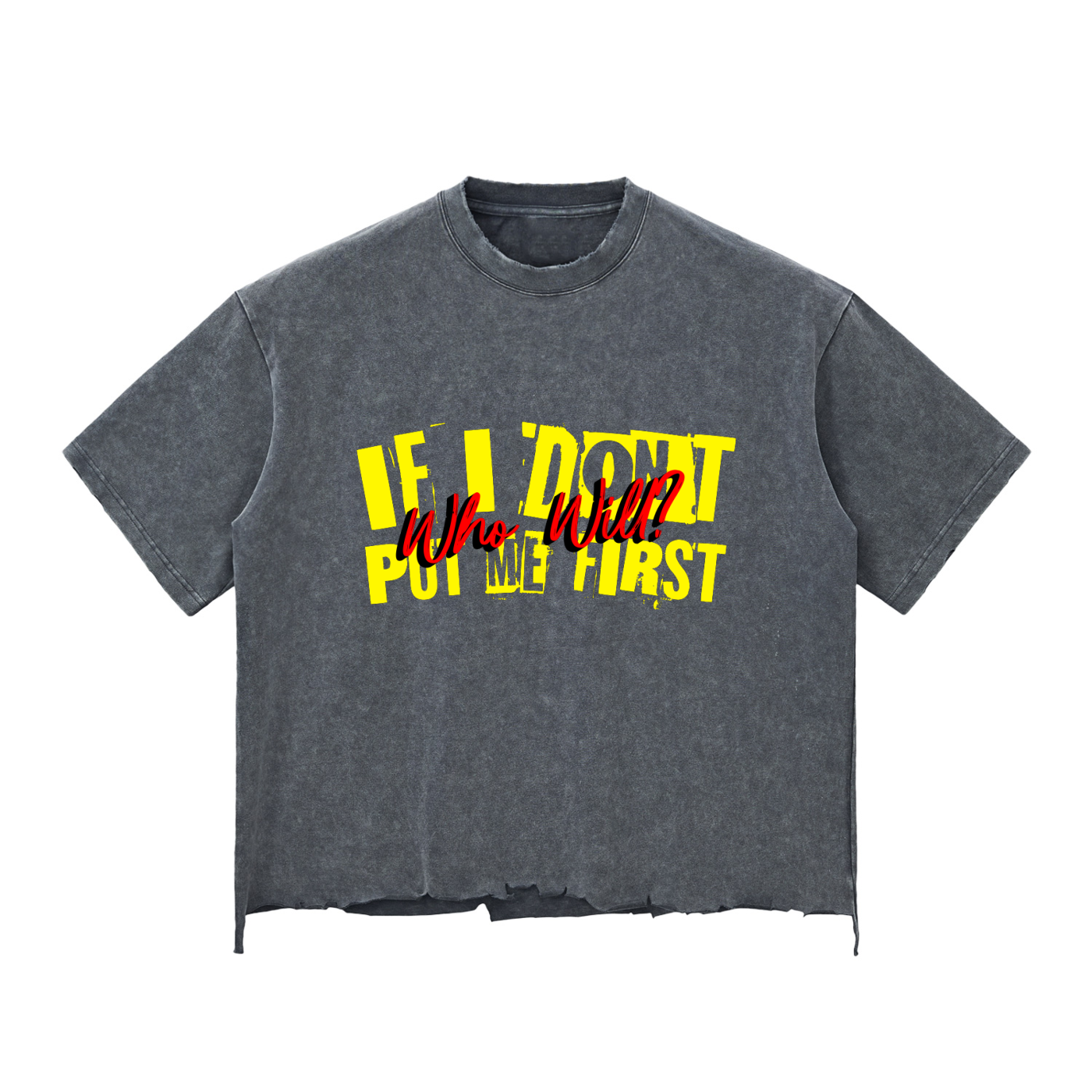 Snow Wash Raw-Hem Boxy T-shirt